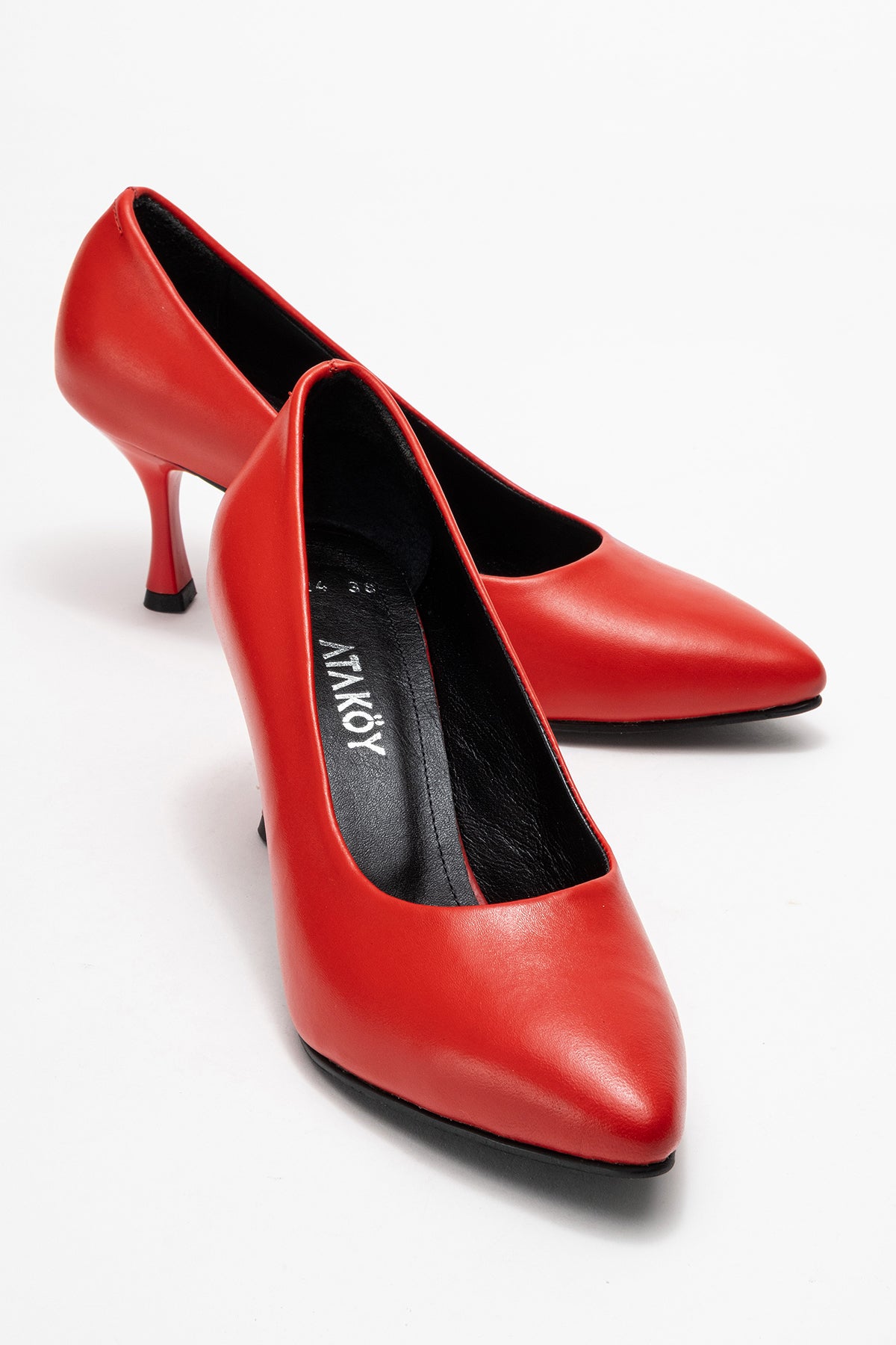 Kadın Hakiki Deri Kırmızı Sivri Burun 7 cm Orta Topuklu Stiletto Ayakkabı Vittoria