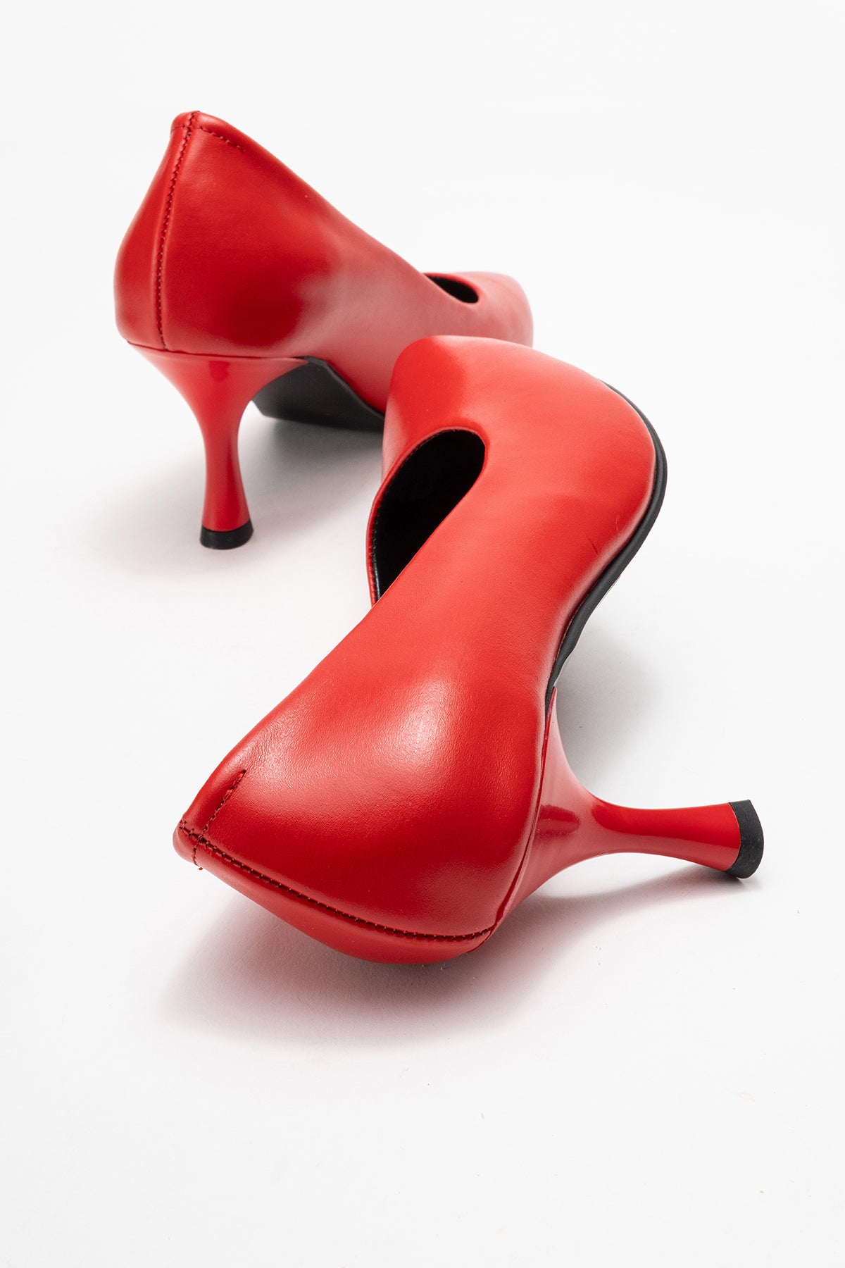 Kadın Hakiki Deri Kırmızı Sivri Burun 7 cm Orta Topuklu Stiletto Ayakkabı Vittoria