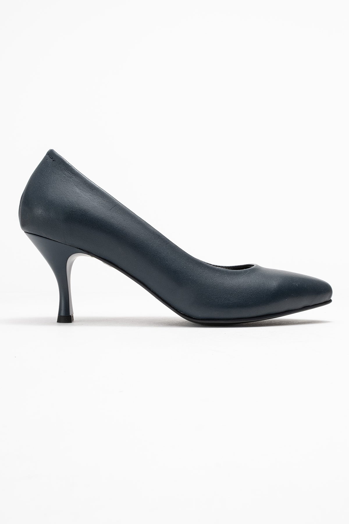 Kadın Hakiki Deri Lacivert Sivri Burun 7 cm Orta Topuklu Stiletto Ayakkabı Vittoria