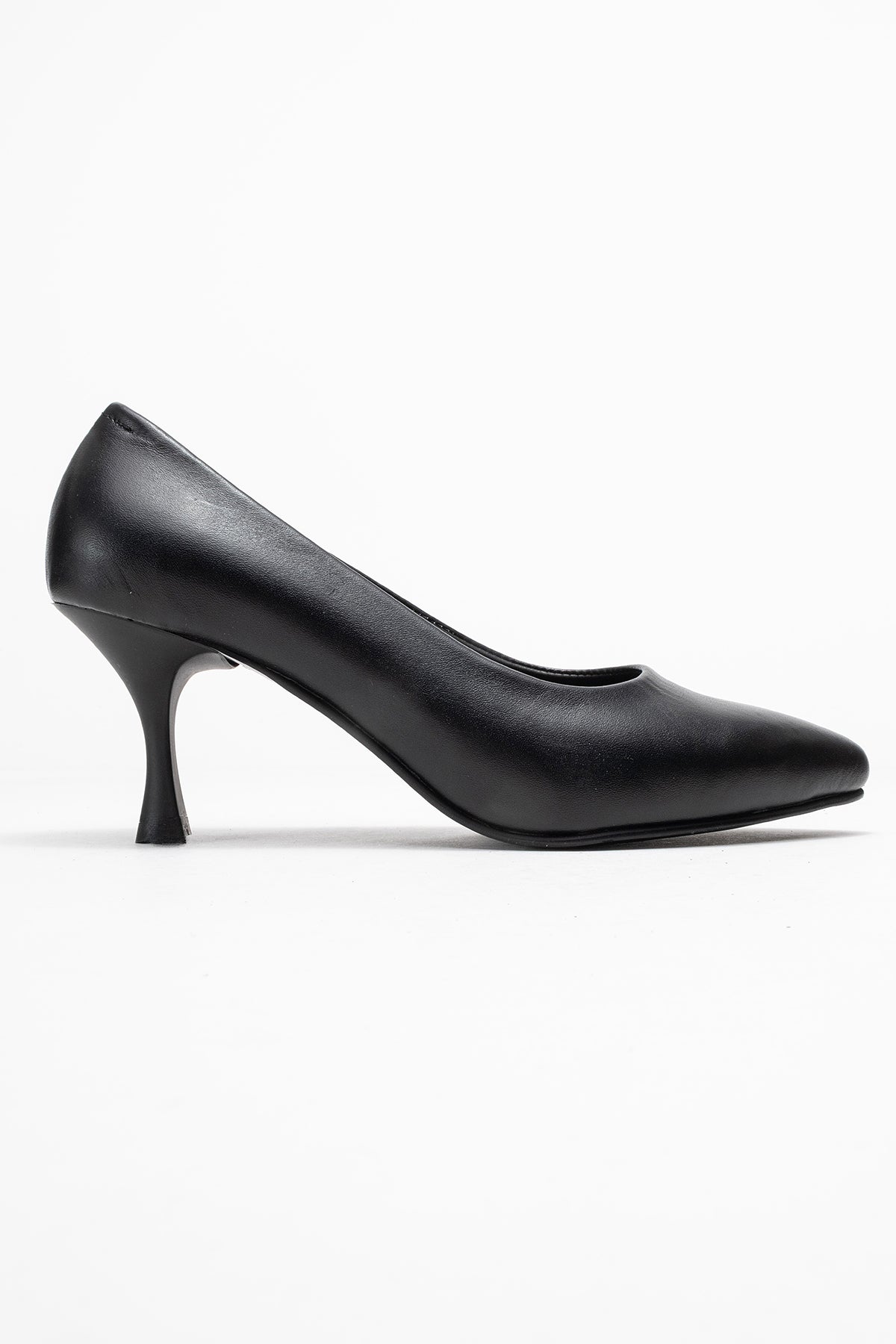 Kadın Hakiki Deri Siyah Sivri Burun 7 cm Orta Topuklu Stiletto Ayakkabı Vittoria