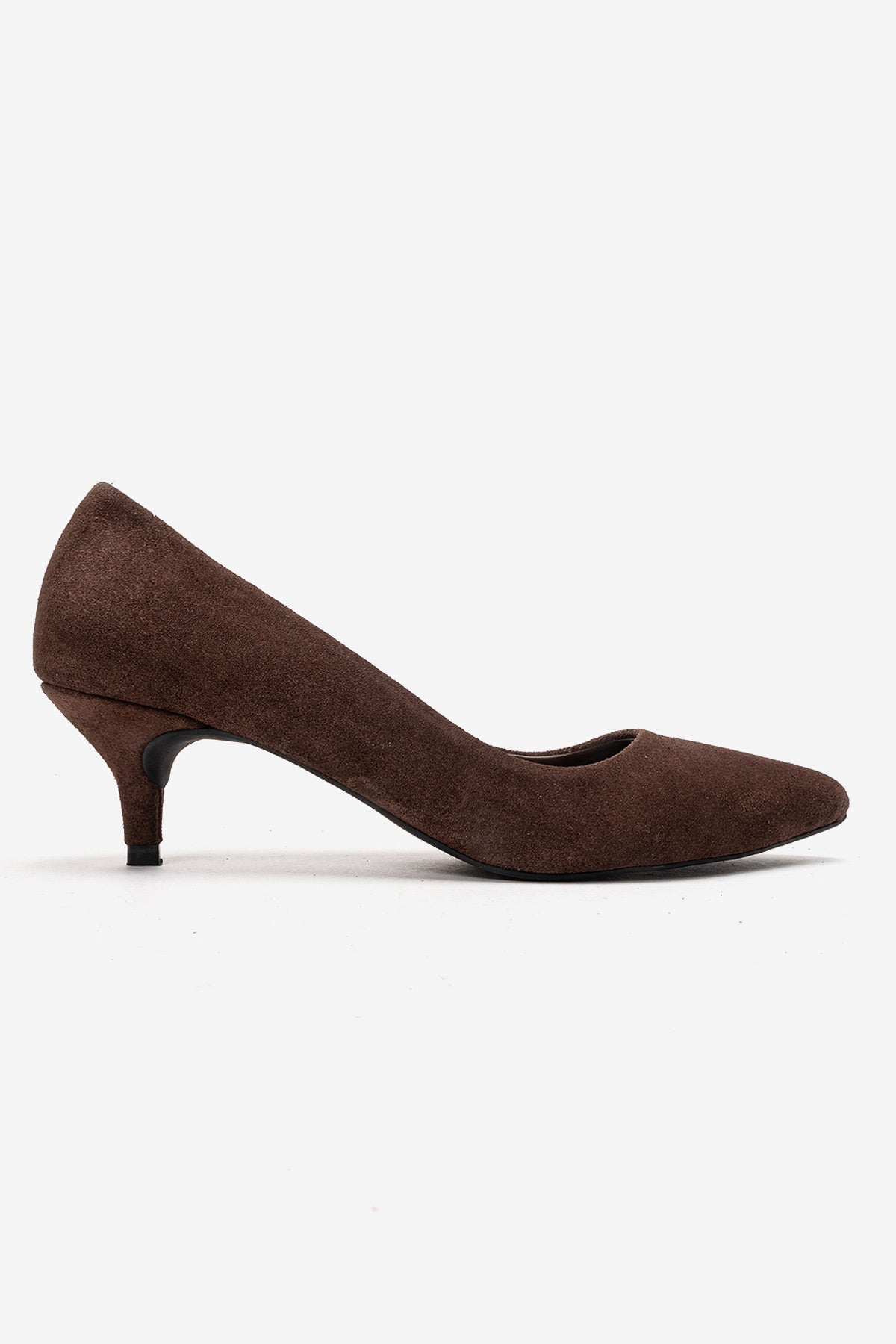 Kadın Hakiki Deri Kahve Süet Sivri Burun Kısa 5 cm Orta Topuklu Stiletto Rossana