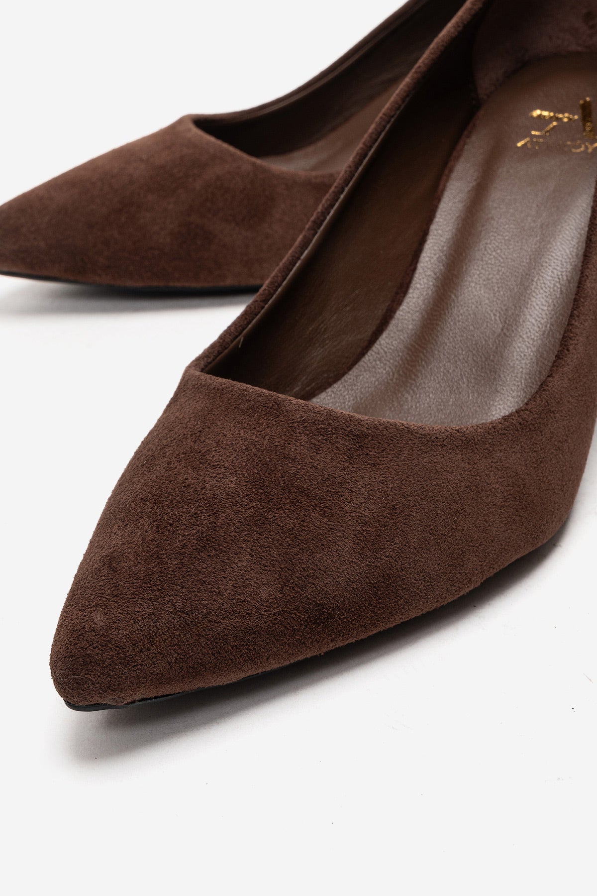 Kadın Hakiki Deri Kahve Süet Sivri Burun Kısa 5 cm Orta Topuklu Stiletto Rossana