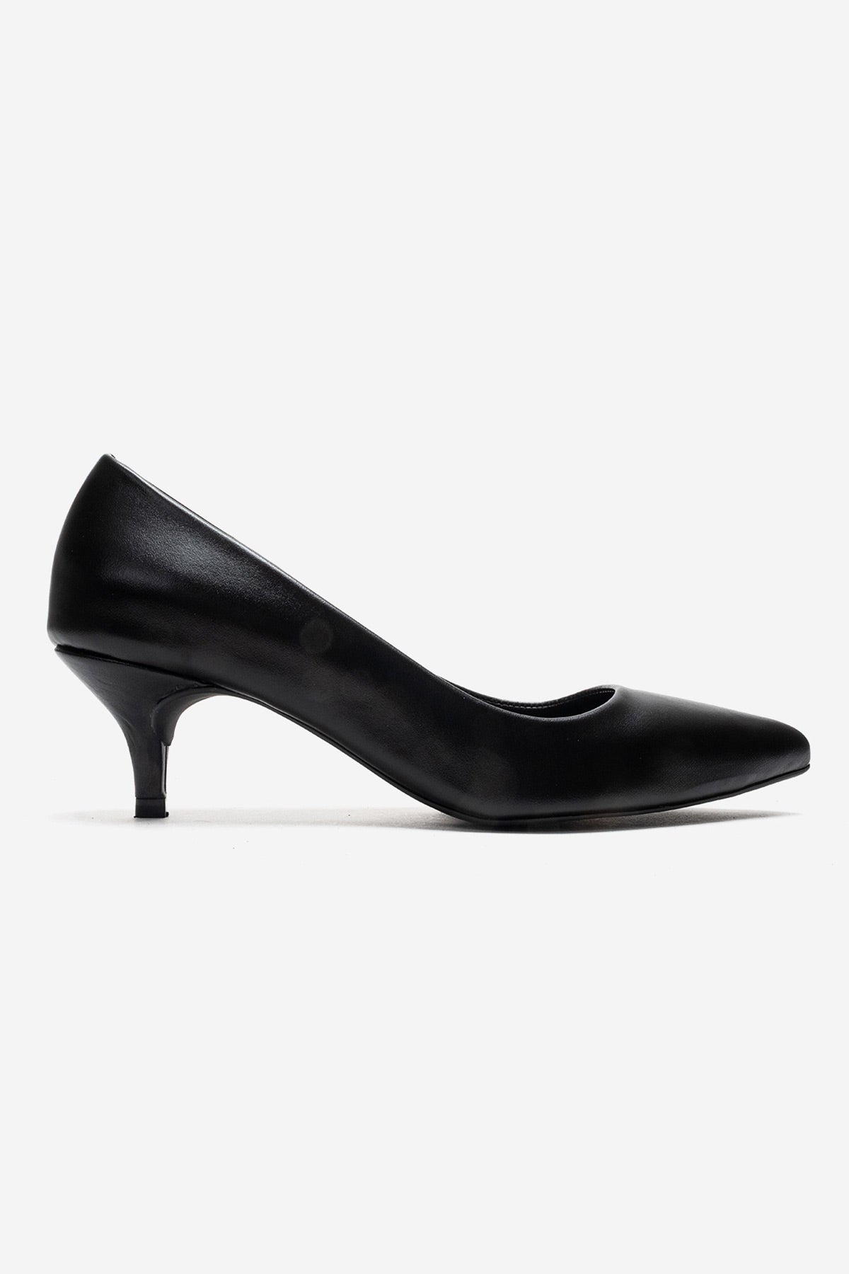 Kadın Hakiki Deri Siyah Sivri Burun Kısa 5 cm Orta Topuklu Stiletto Rossana