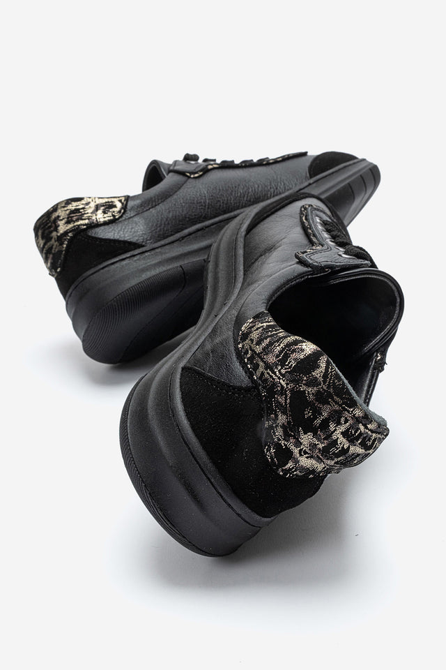 Kadın Hakiki Deri Siyah Süet Bağcıklı Kalın Tabanlı Sneaker Uma