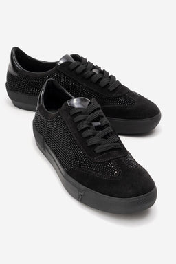 Kadın Hakiki Deri Siyah Detaylı Bağcıklı Kalın Taban Sneaker Günlük Ayakkabı Bria