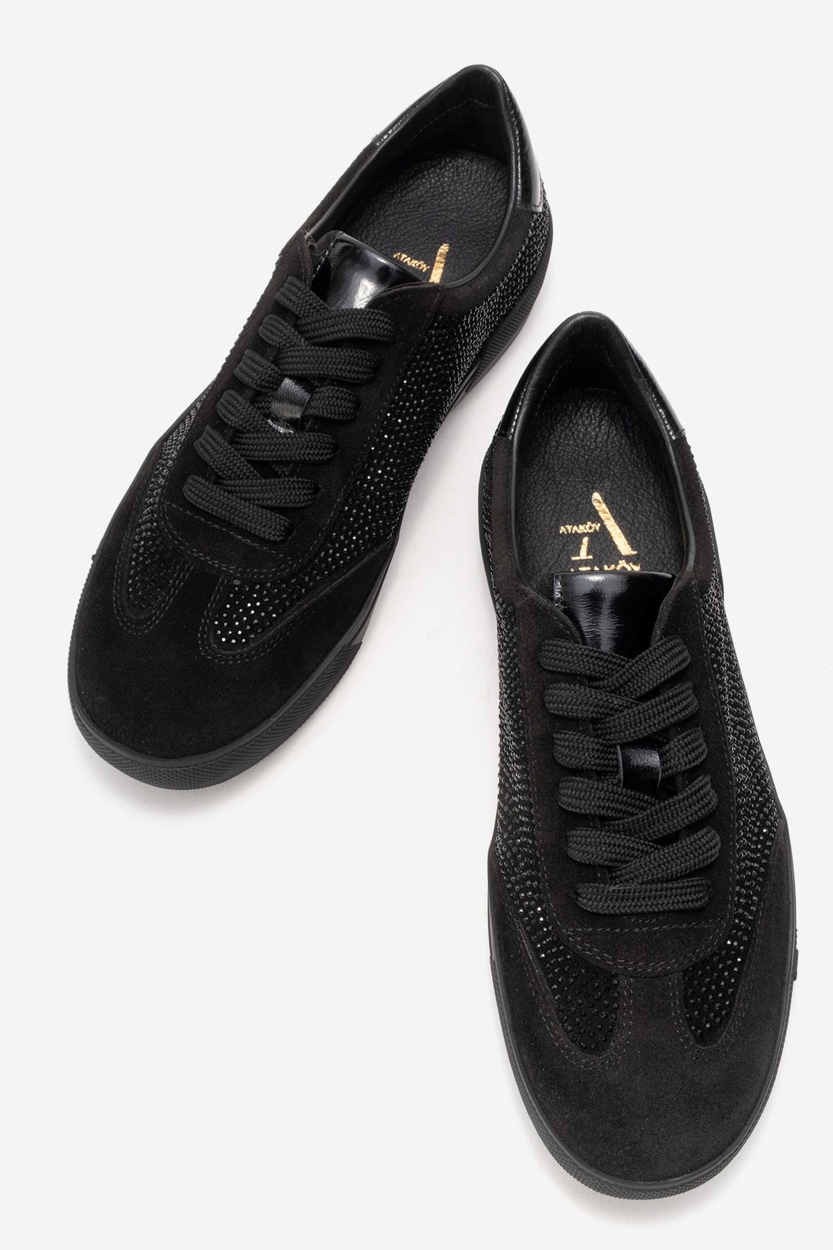 Kadın Hakiki Deri Siyah Detaylı Bağcıklı Kalın Taban Sneaker Günlük Ayakkabı Bria