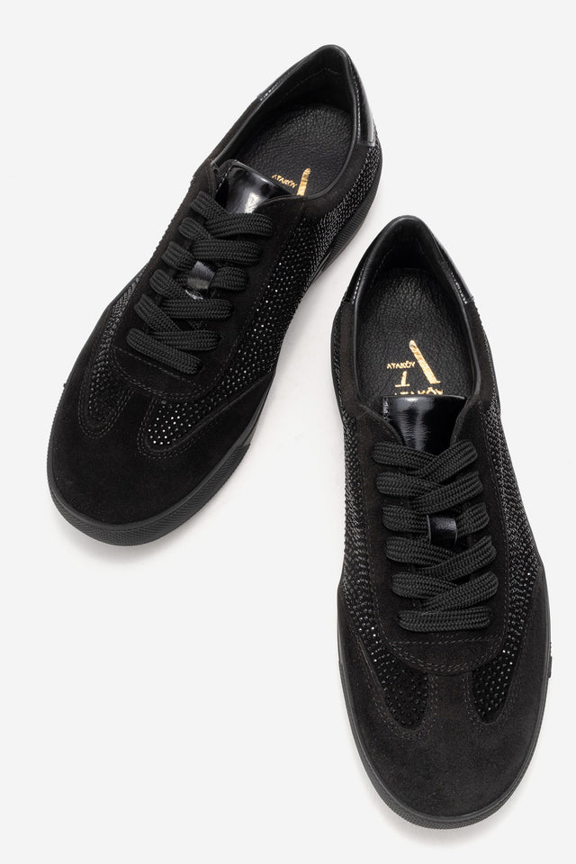 Kadın Hakiki Deri Siyah Detaylı Bağcıklı Kalın Taban Sneaker Günlük Ayakkabı Bria