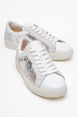 Kadın Hakiki Deri Beyaz Gümüş Detaylı Kauçuk Taban Sneaker Cleo