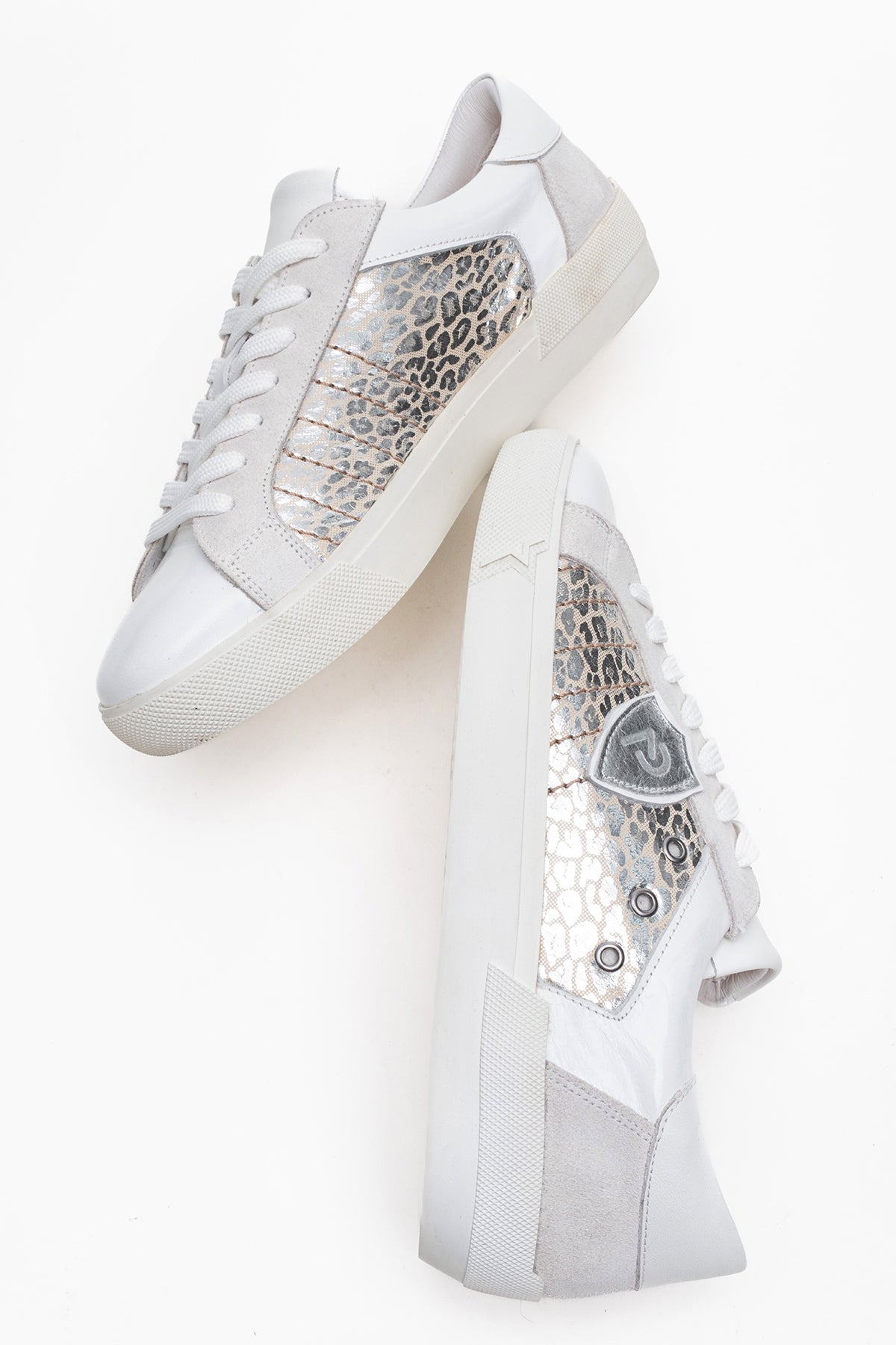 Kadın Hakiki Deri Beyaz Gümüş Detaylı Kauçuk Taban Sneaker Cleo