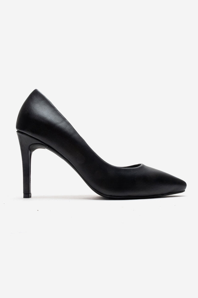 Kadın Hakiki Deri Siyah Sivri Burun 9 cm Yüksek İnce Topuklu Stiletto Raffaella