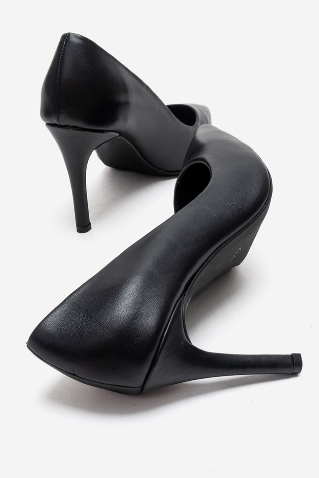 Kadın Hakiki Deri Siyah Sivri Burun 9 cm Yüksek İnce Topuklu Stiletto Raffaella