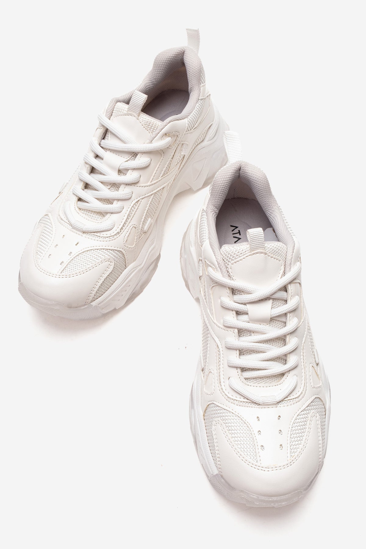Kadın Beyaz Bağcıklı Kalın Tabanlı Platformlu Sneaker Sia
