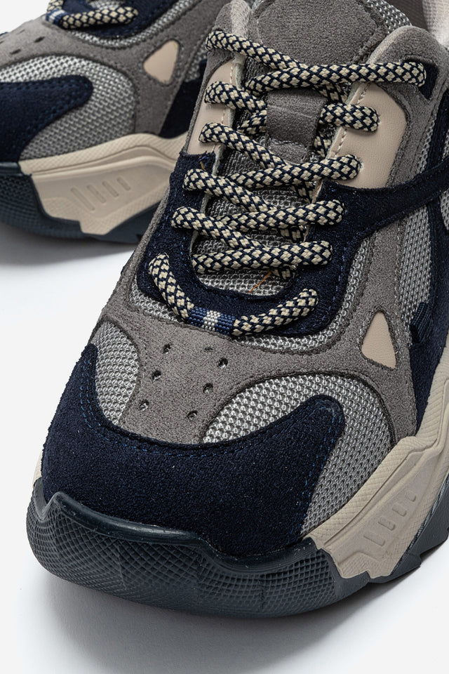 Kadın Lacivert Süet Bağcıklı Kalın Tabanlı Platformlu Sneaker Sia