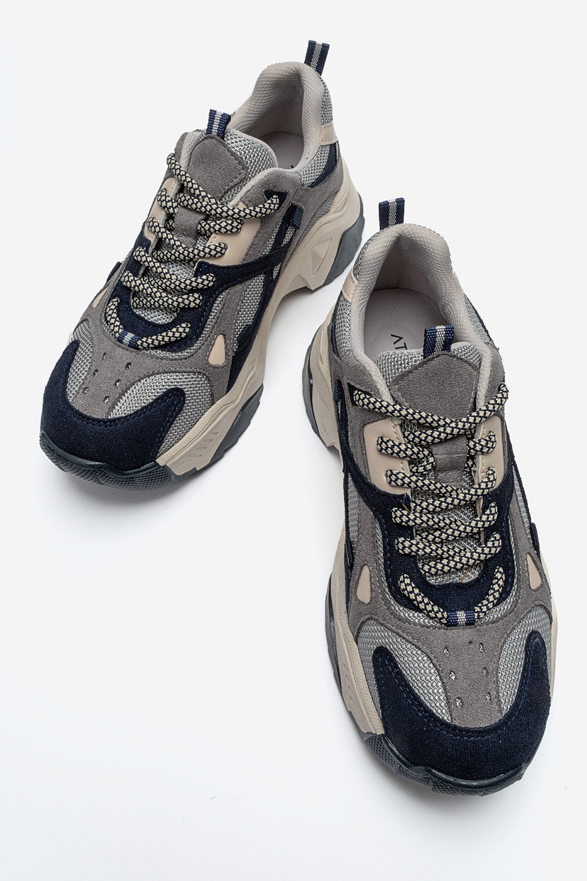 Kadın Lacivert Süet Bağcıklı Kalın Tabanlı Platformlu Sneaker Sia