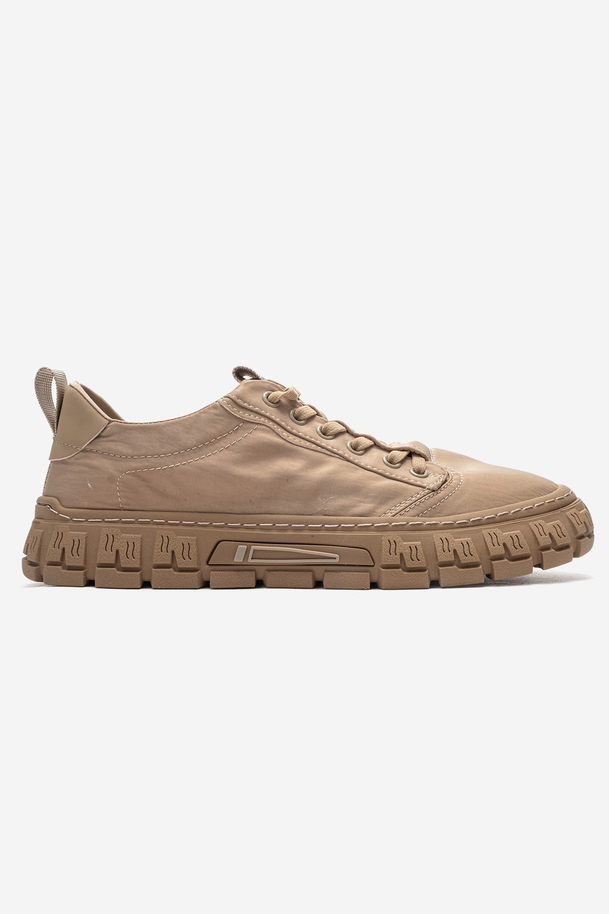 Kadın Bej Bağcıklı Kalın Kauçuk Tabanlı Sneaker Ayakkabı Kaia
