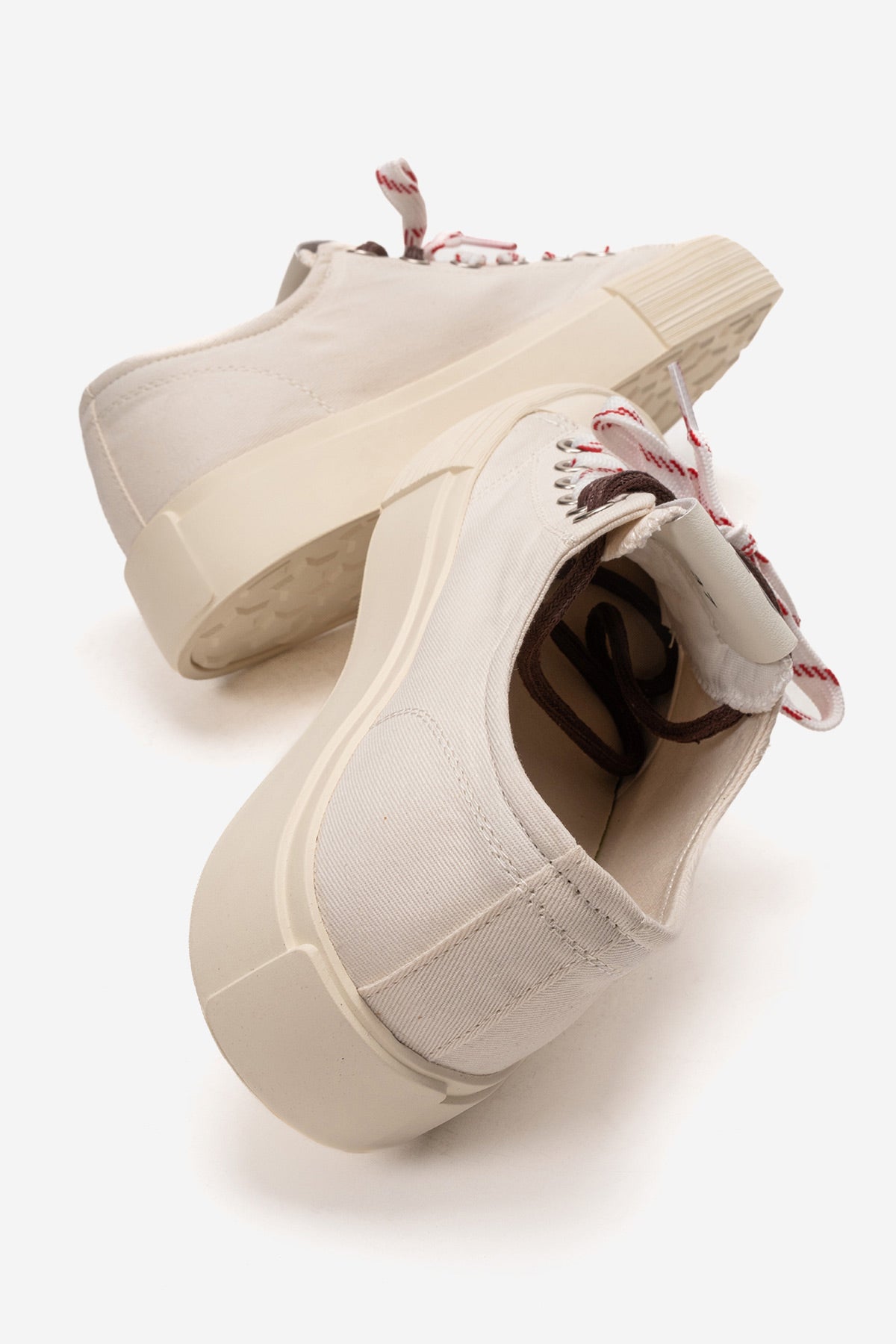Kadın Bej Bağcıklı Platformlu Kalın Taban Sneaker Ayakkabı Luna