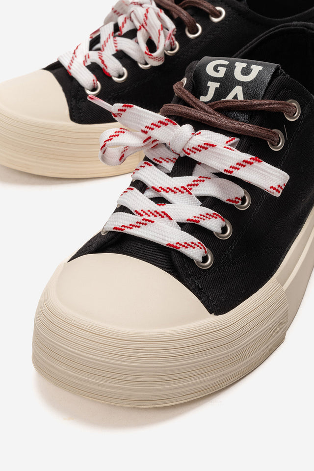 Kadın Siyah Bağcıklı Platformlu Kalın Taban Sneaker Ayakkabı Luna