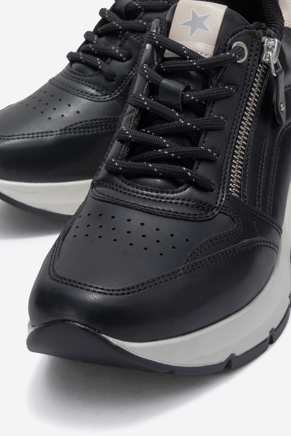 Kadın Siyah Fermuar Detaylı Dolgu Topuklu Sneaker Ela