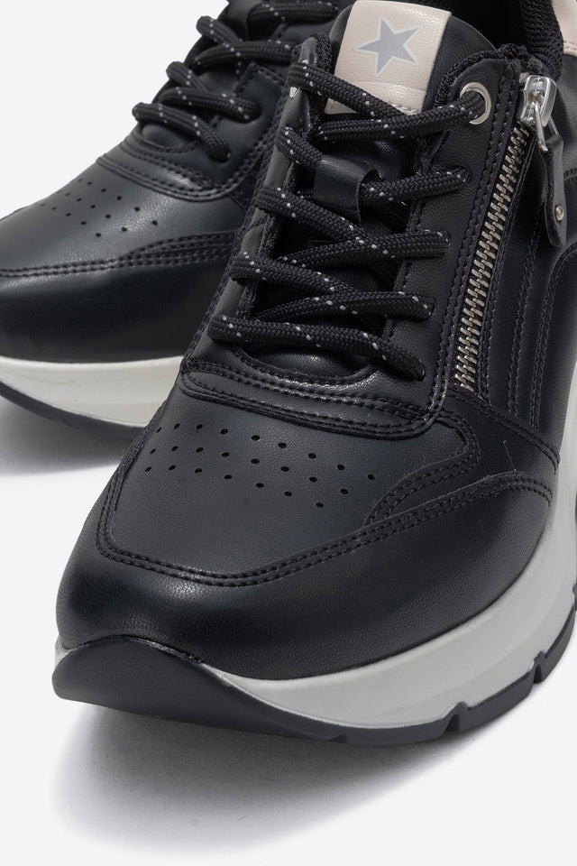 Kadın Siyah Fermuar Detaylı Dolgu Topuklu Sneaker Ela