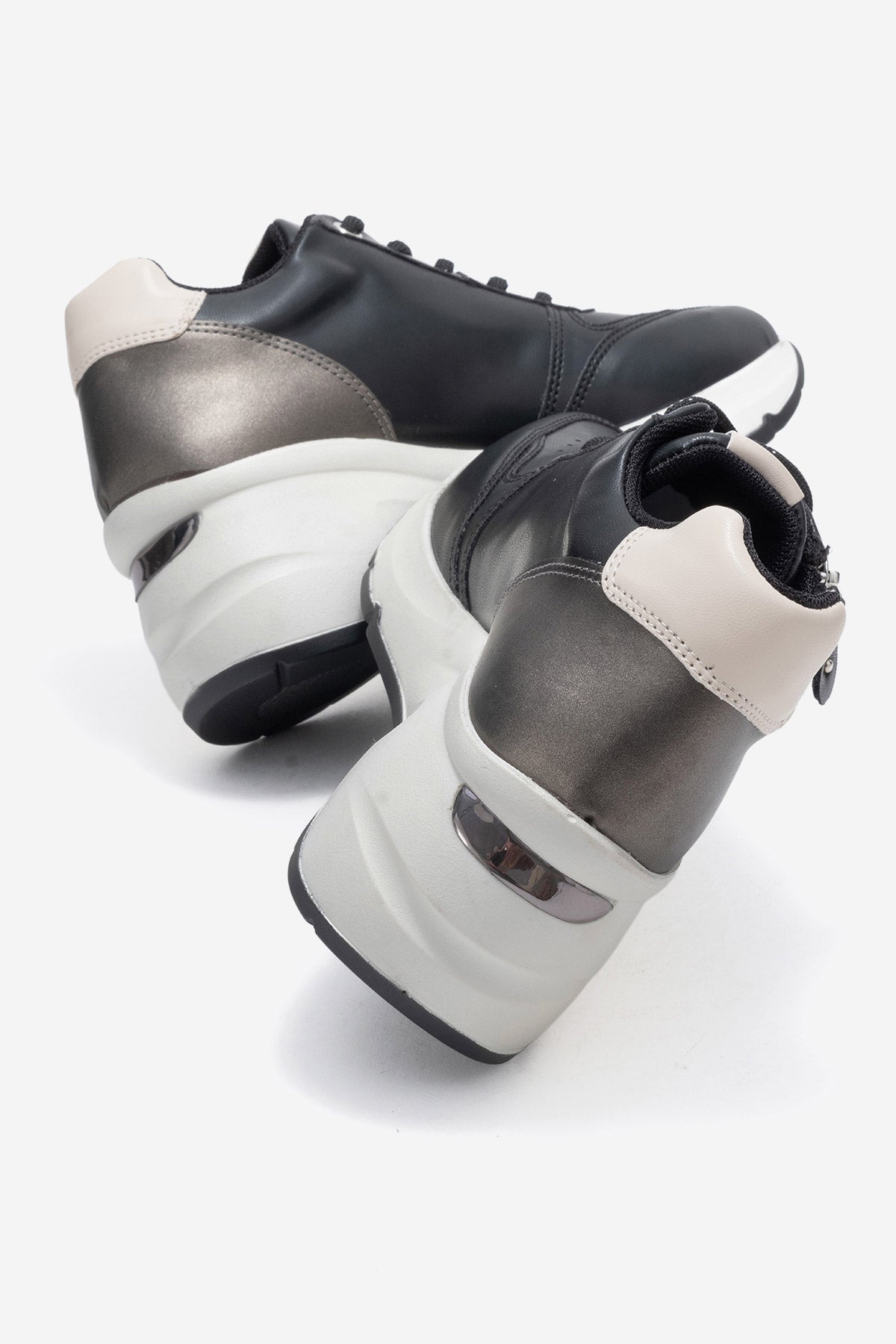 Kadın Siyah Fermuar Detaylı Dolgu Topuklu Sneaker Ela
