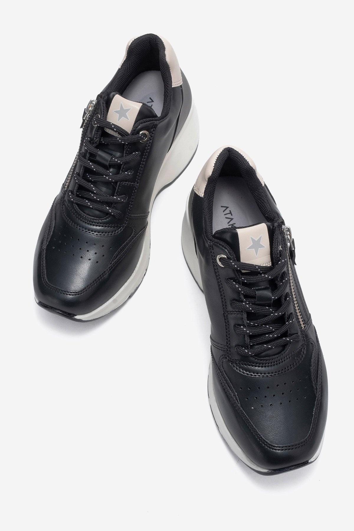 Kadın Siyah Fermuar Detaylı Dolgu Topuklu Sneaker Ela