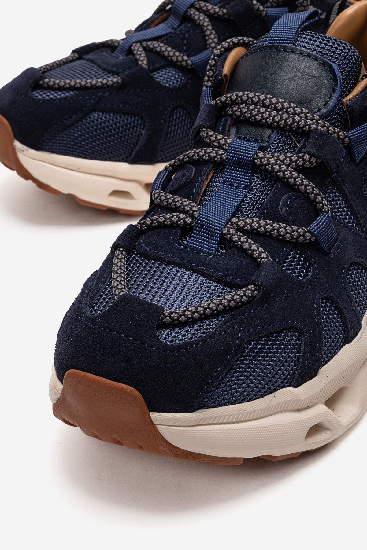 Kadın Lacivert Süet File Detaylı Bağcıklı Kalın Tabanlı Sneaker Günlük Ayakkabı Ava