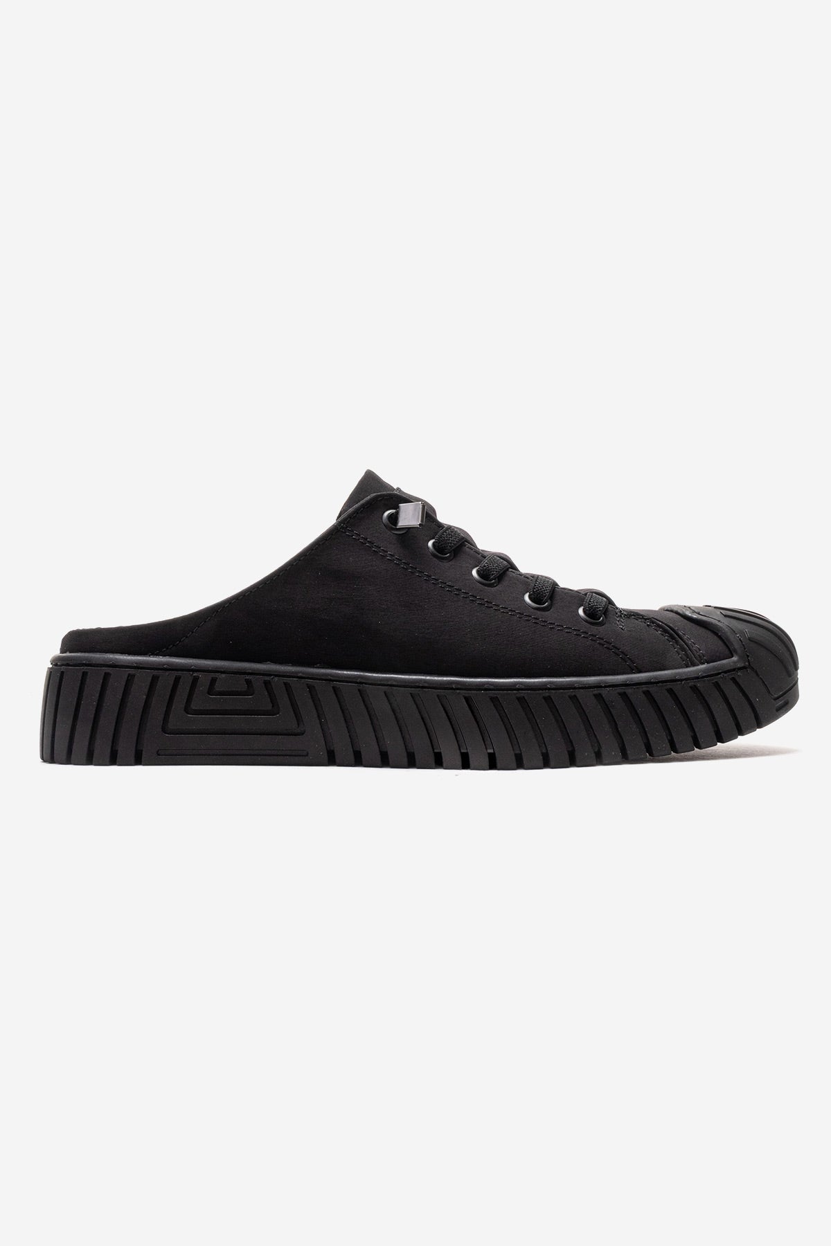 Kadın Siyah Dokulu Bağcıklı Kalın Tabanlı Sneaker Terlik Cala