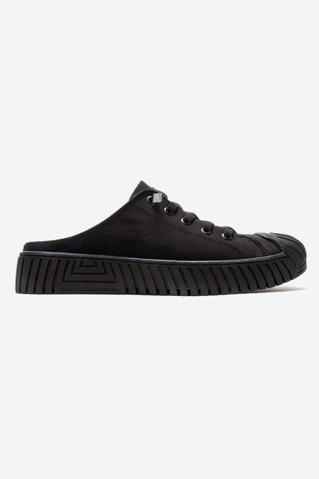 Kadın Siyah Dokulu Bağcıklı Kalın Tabanlı Sneaker Terlik Cala