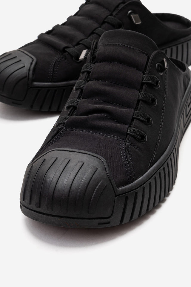Kadın Siyah Dokulu Bağcıklı Kalın Tabanlı Sneaker Terlik Cala